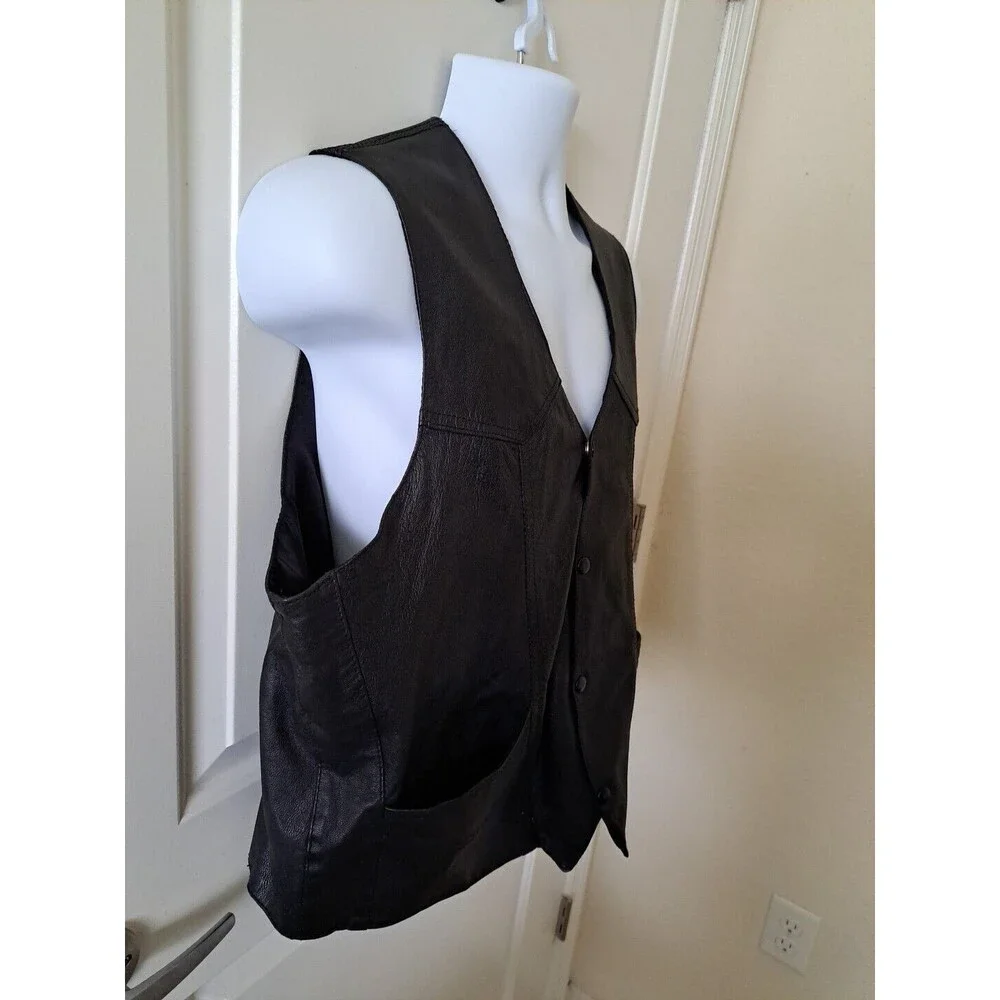 Hot Leathers Vintage Leather Vest Black XL Biker